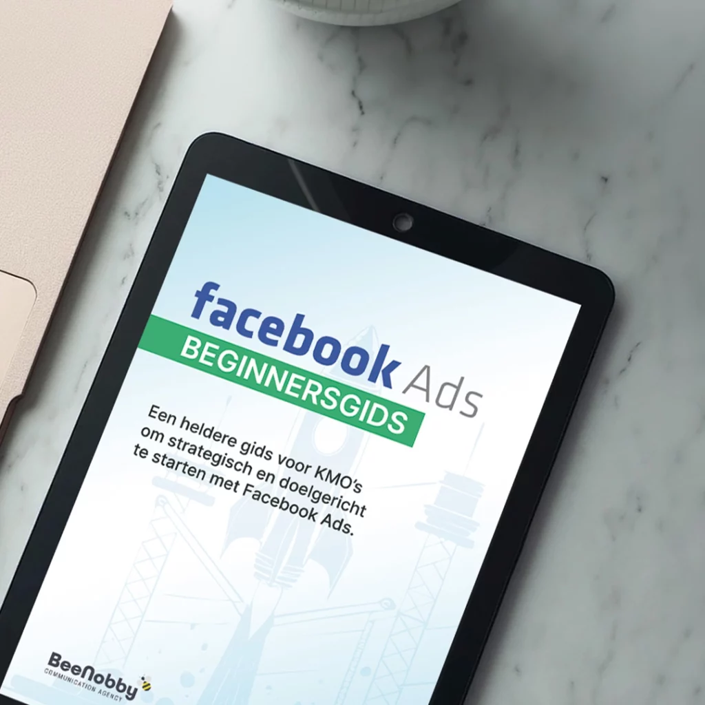 tablet-met-beenobby-startersgids-voor-facebook-ads tablet met startersgids van BeeNobby voor facebook advertising