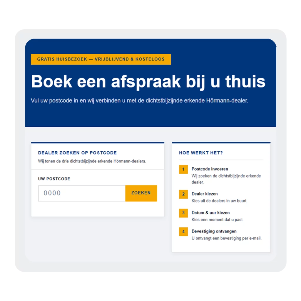 Landingspagina Hörmann marketingcampagne met dealervinder