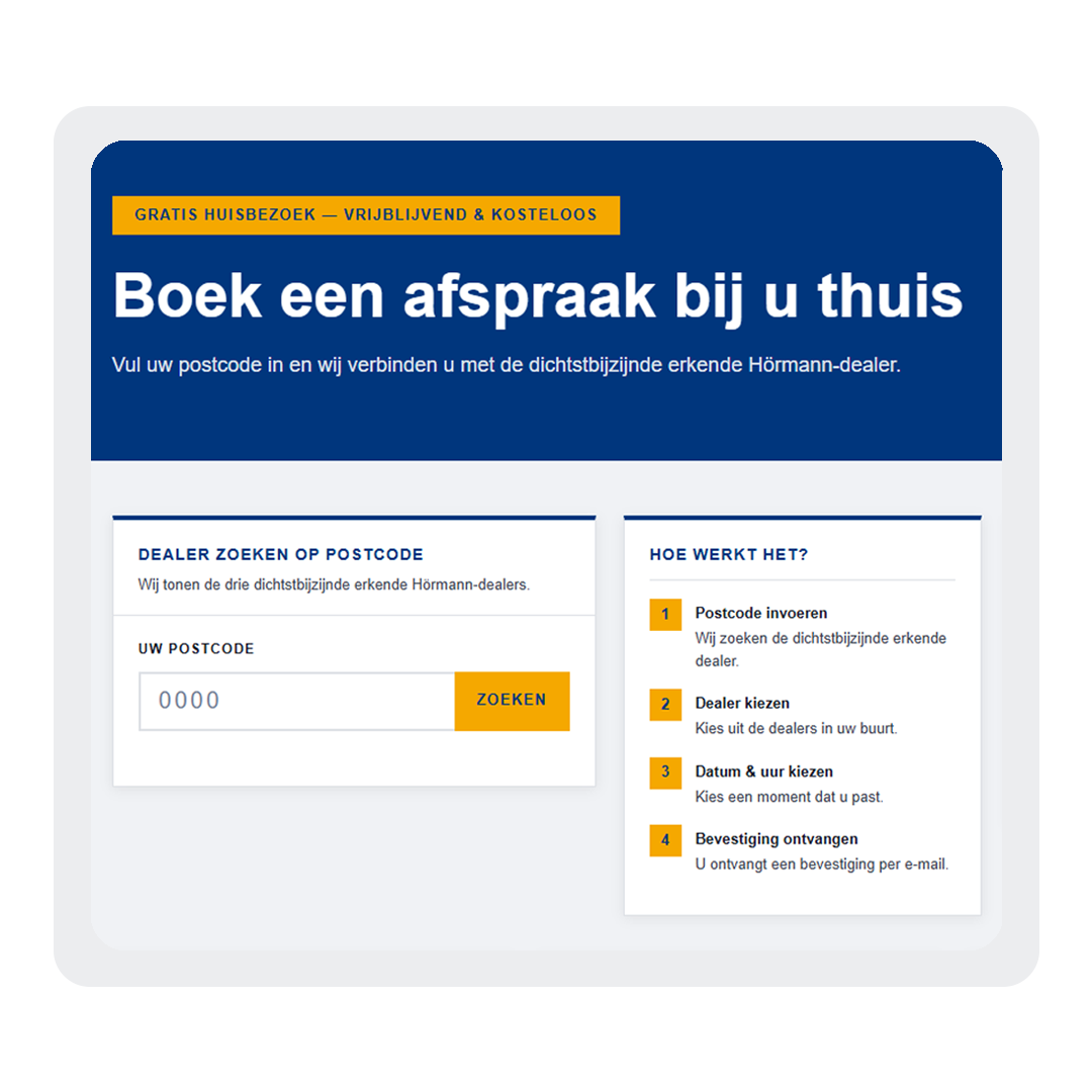 Landingspagina Hörmann marketingcampagne met dealervinder